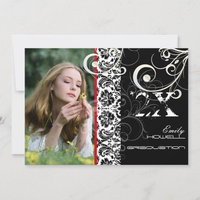 PixDezines DESIREE DAMASK+WIRBEL, ABSCHLUSS Einladung (Vorderseite)