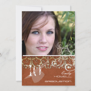 PixDezines Desiree Damask+Wirbel Abschluss Einladung