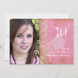 PixDezines Desiree Damast/Vintage+Rosa Einladung