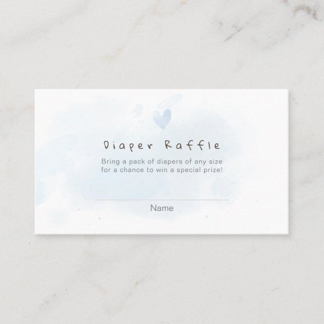 PixDezines Diaper Raffle Watercolor Pale Blue Platzkarte (Vorderseite)