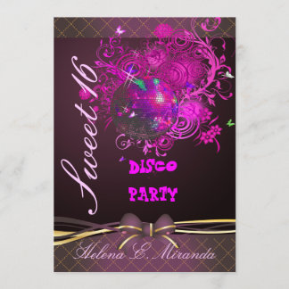 PixDezines Disco Ball Sweet 16/ princess/tiara Einladung
