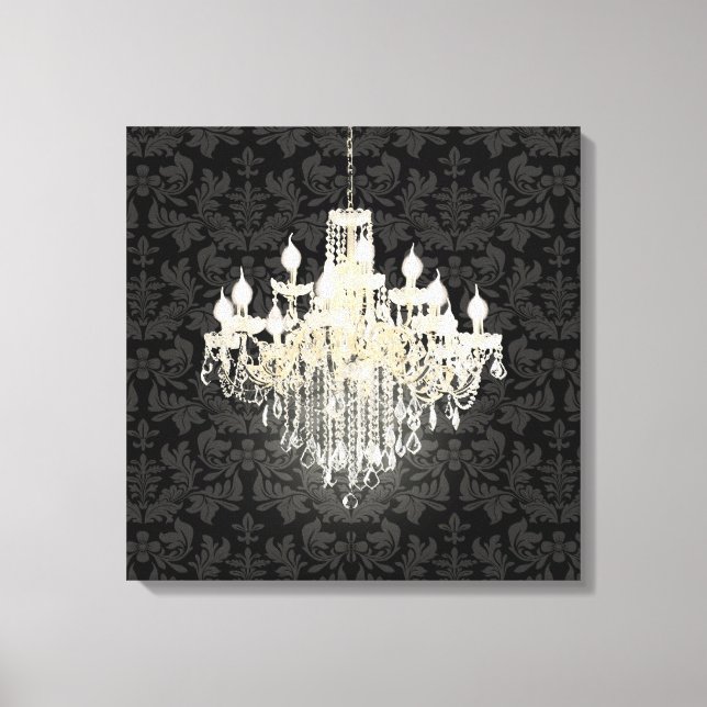PixDezines DIY Color Damask/Crystal Chandelier Leinwanddruck (Vorderseite)