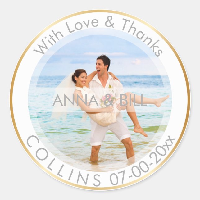 PixDezines DIY Color/Foto/Vielen Dank Runder Aufkleber (Vorderseite)