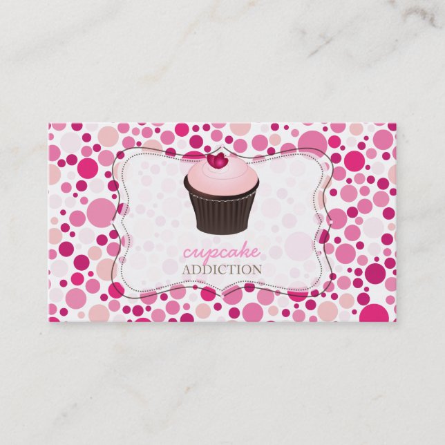 PixDezines diy cupcake+polka Punkte Visitenkarte (Vorderseite)