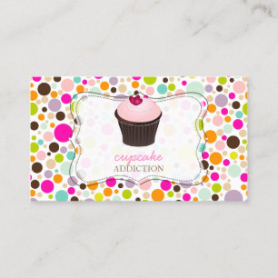 PixDezines diy cupcake+Regenbogenpolka-Punkte Visitenkarte