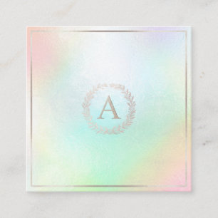 PixDezines DIY Falsches Silber Monogramm Holografi Quadratische Visitenkarte
