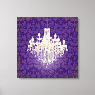 PixDezines DIY-Farb-Damaskus/Kristall-Kronleuchter Leinwanddruck