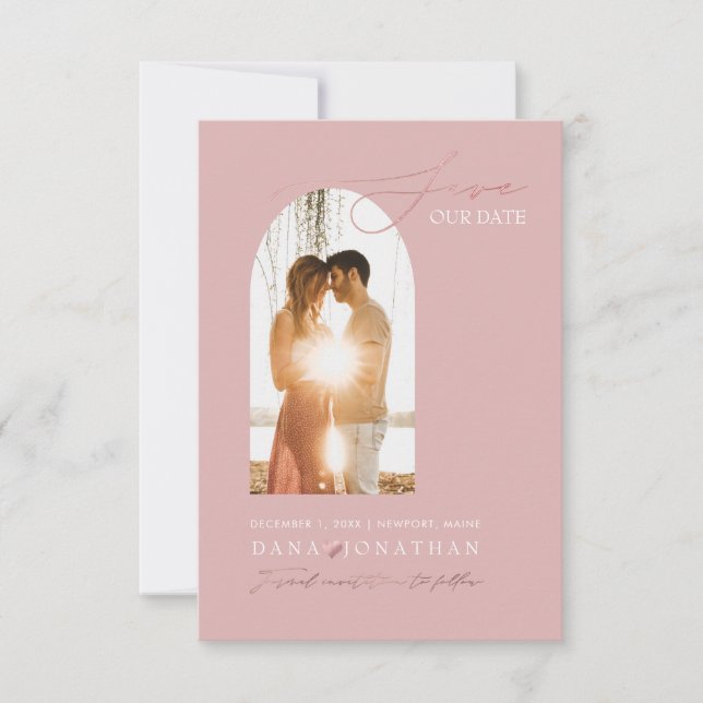 PixDezines DIY Farbe Arch Frame Dusty Pink Save The Date (Vorderseite)