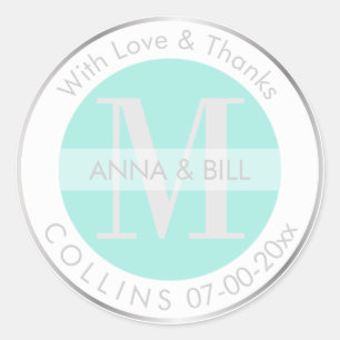 PixDezines DIY Farbe/Blau/Silber/Vielen Dank Runder Aufkleber