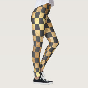 PixDezines DIY Farbe/Faux Gold/Karomuster Leggings