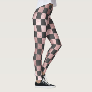 PixDezines DIY Farbe/Faux Roségold/Kariert Leggings