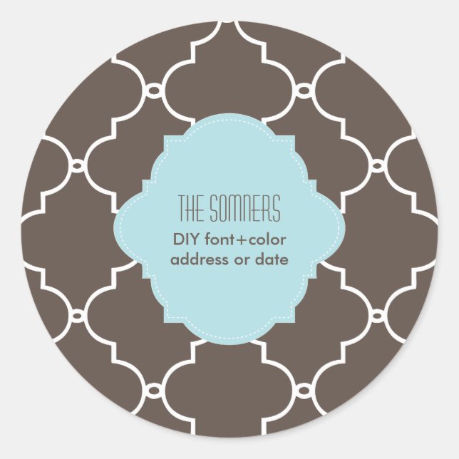 PixDezines DIY Farbe, marokkanische Trellis Runder Aufkleber (Vorderseite)