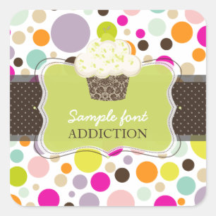 PixDezines diy Farben/Bubble Gum+Keylime Cupcake Quadratischer Aufkleber