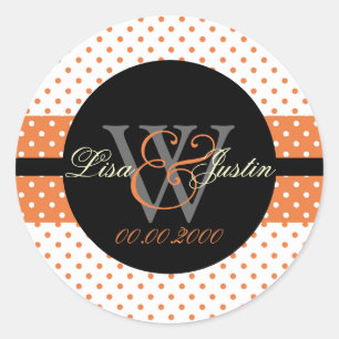 PIxDezines DIY Farben, Dots et al./orange+schwarz Runder Aufkleber