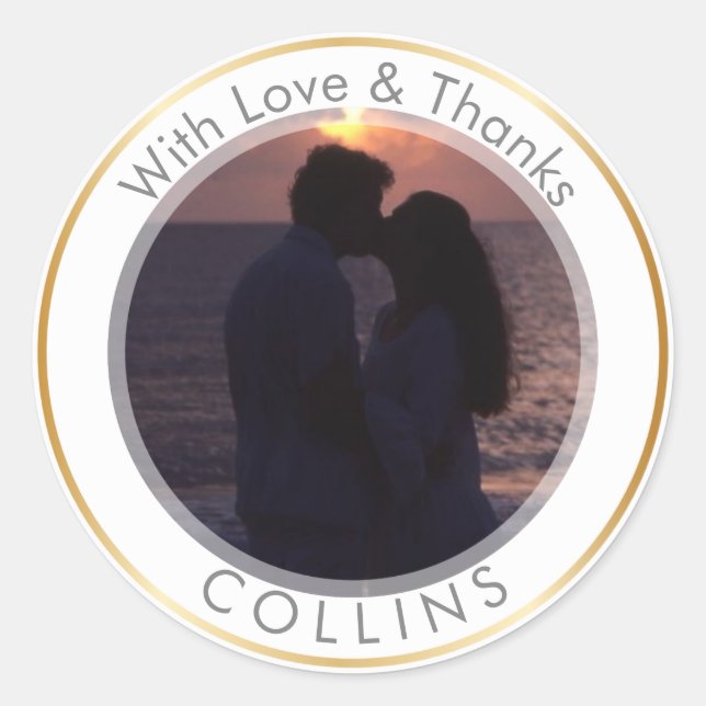 PixDezines DIY Foto Vielen Dank Runder Aufkleber (Vorderseite)