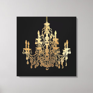 PixDezines DIY Hintergrund/Faux Gold Kronleuchter Leinwanddruck