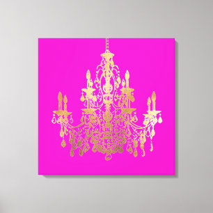 PixDezines DIY Hintergrund/Faux Gold Kronleuchter Leinwanddruck