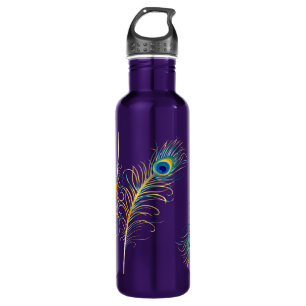 PixDezines diy Hintergrundfarbe/Pfauenfedern Trinkflasche