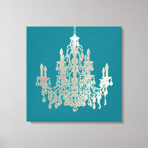 PixDezines DIY Hintergrundfarbe/Silber Kronleuchte Leinwanddruck