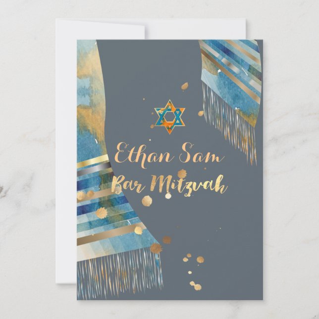 PixDezines DIY Hintergrundfarbe/Tallit/Mitzvah Einladung (Vorderseite)