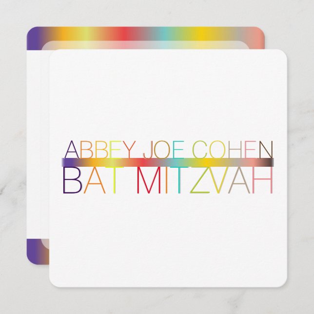 PixDezines DIYcolor/typography/bat mitzvah Einladung (Vorne/Hinten)