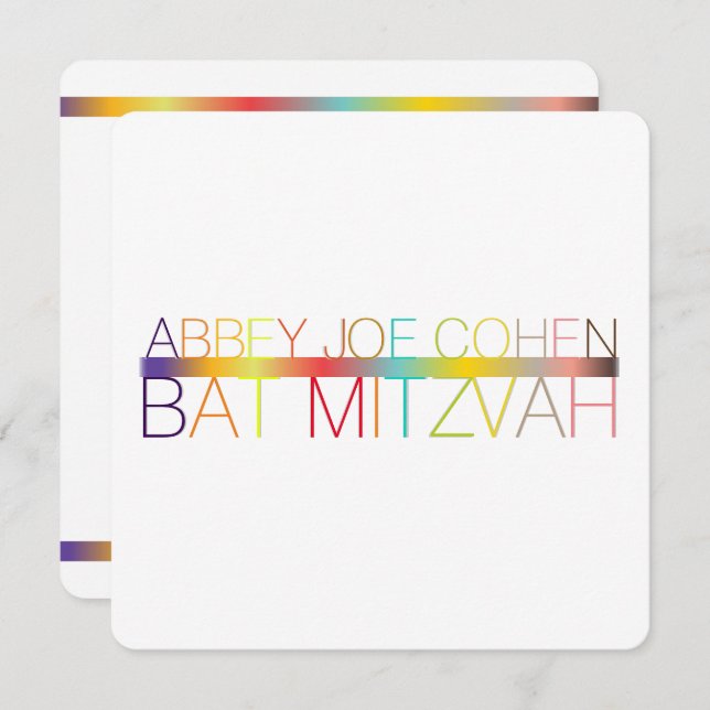 PixDezines DIYcolor/typography/bat mitzvah Einladung (Vorne/Hinten)