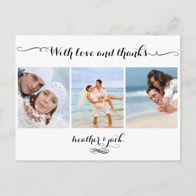 PixDezines DIYcolor/wedding Fotos Vielen Dank Postkarte (Vorderseite)