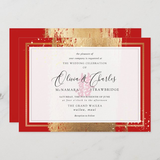 PixDezines Doppelglücklichkeit, Imitate Gold Einladung (Vorne/Hinten)