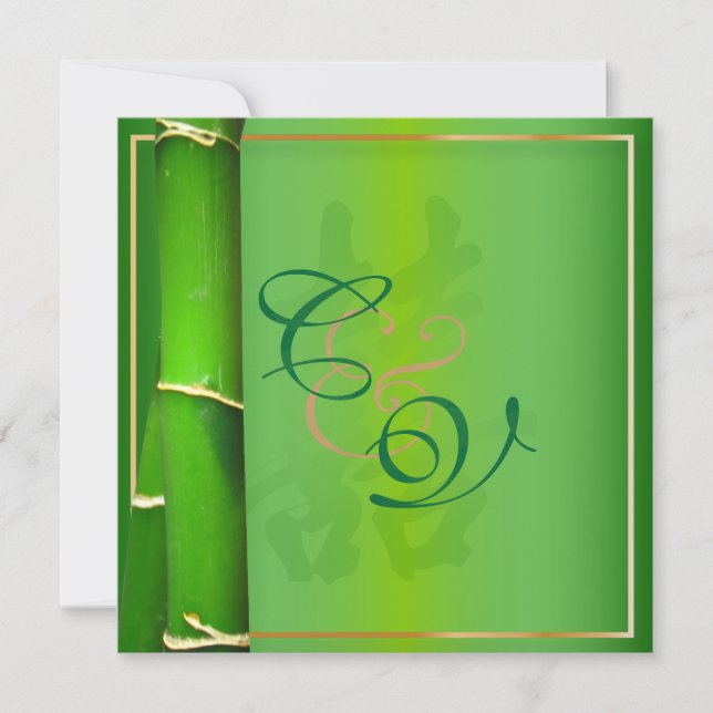 PixDezines Doppeltes Glück+Bambus Einladung (Vorderseite)