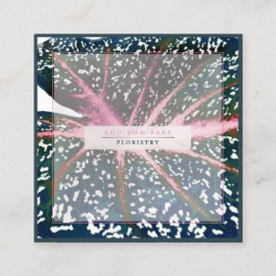 PixDezines Dunkelgrünes Caladium Korallenrückgrat Quadratische Visitenkarte