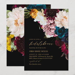 PixDezines Dunkle Moody Blumen Brautparty Einladung