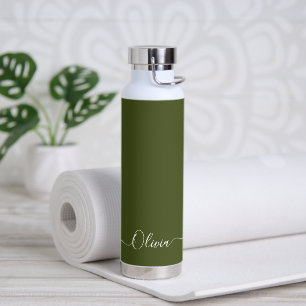 PixDezines Dunkles Moosgrün DIY Farbe Trinkflasche