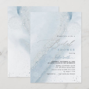 PixDezines Dusty Blue Alcohol+Ink Brautparty Einladung