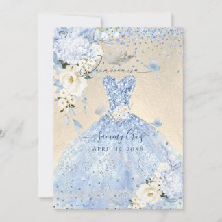 PixDezines Dusty Blue Hyde Quinceanera Kleid Einladung