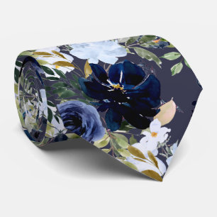 PixDezines Dusty Blue Navy Blue Watercolor Blume Krawatte