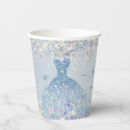 PixDezines Dusty Blue Quinceanera Holographic Pappbecher
