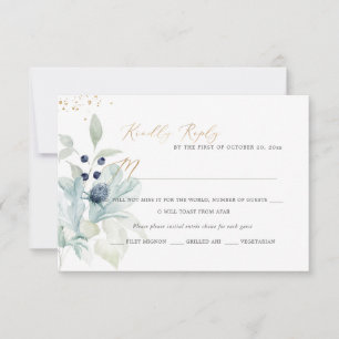 PixDezines Dusty Blue Winter Cotton RSVP Cards Einladung