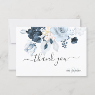 PixDezines Dusty Navy Blue Rose Vielen Dank Dankeskarte