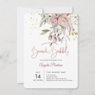 PixDezines Dusty Rose Eucalyptus Brunch+Bubbly Einladung