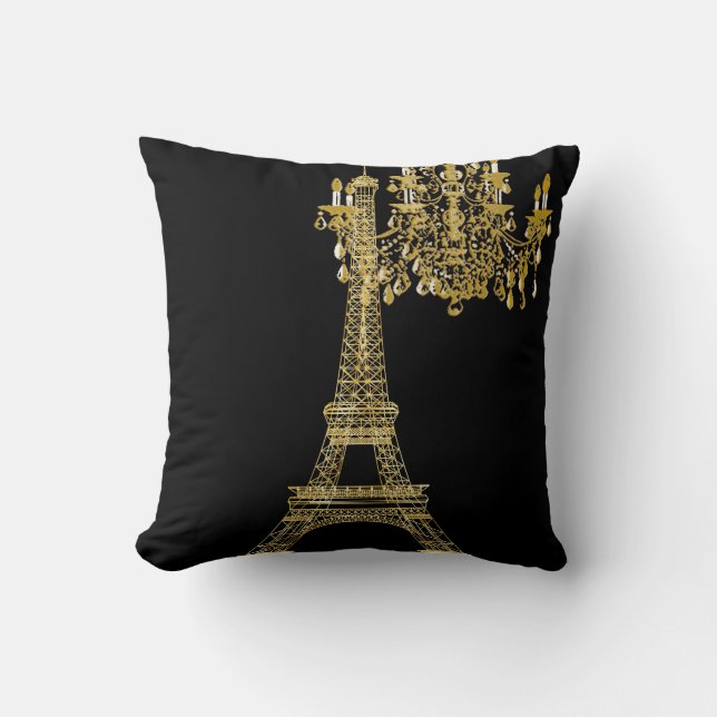 PixDezines eiffel Turm/Imitat Gold/DIY-Farbe Kissen (Vorderseite)
