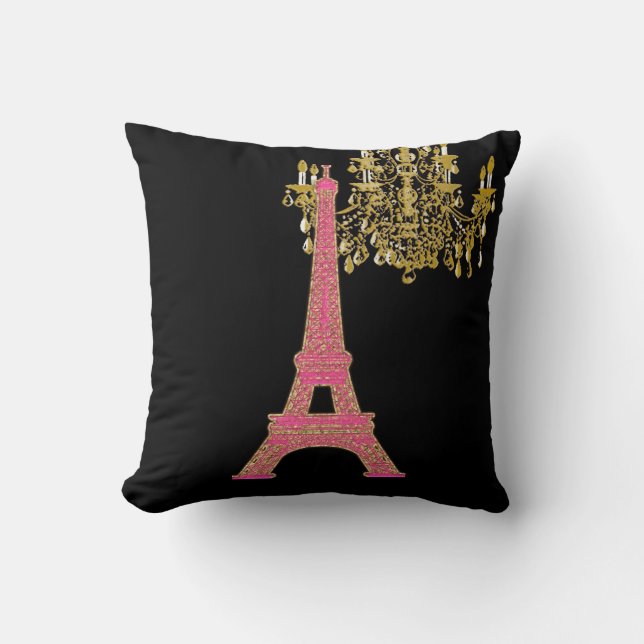 PixDezines eiffel Turm/Imitat Gold/DIY-Farbe Kissen (Vorderseite)