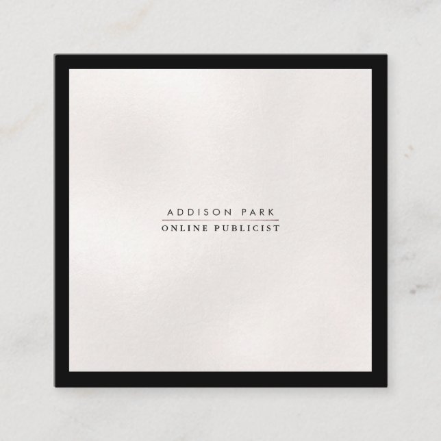 PixDezines Einfach Elegant, Schwarz+Schwarz-Weiß Quadratische Visitenkarte (Vorderseite)