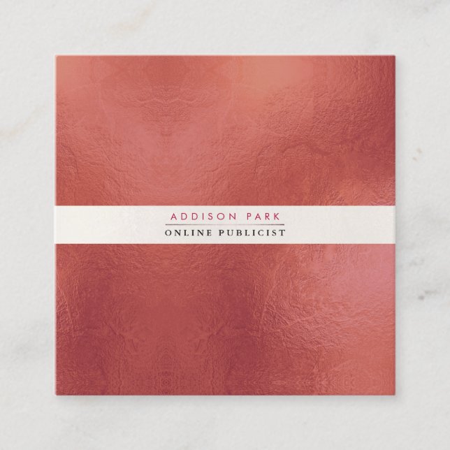 PixDezines Einfaches Elegant, Pearly White+Gold Ro Quadratische Visitenkarte (Vorderseite)