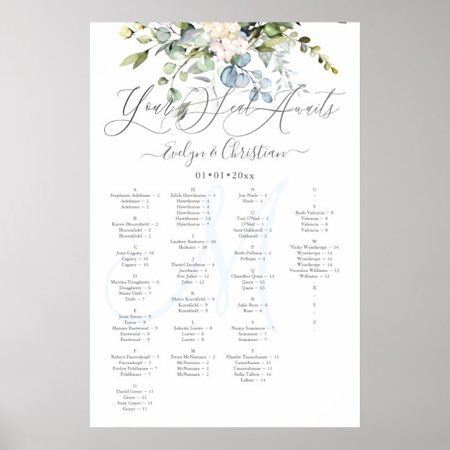 PixDezines Elegant Blauer Gum Eukalyptus Poster (Vorne)