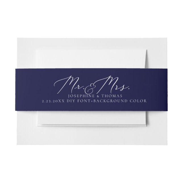 PixDezines Elegant Calligraphy Script Mr. and Mrs. Einladungsbanderole (Vorderseite Beispiel)