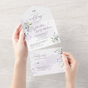 PixDezines Elegant Dusty Lila Gum Eukalyptus All In One Einladung