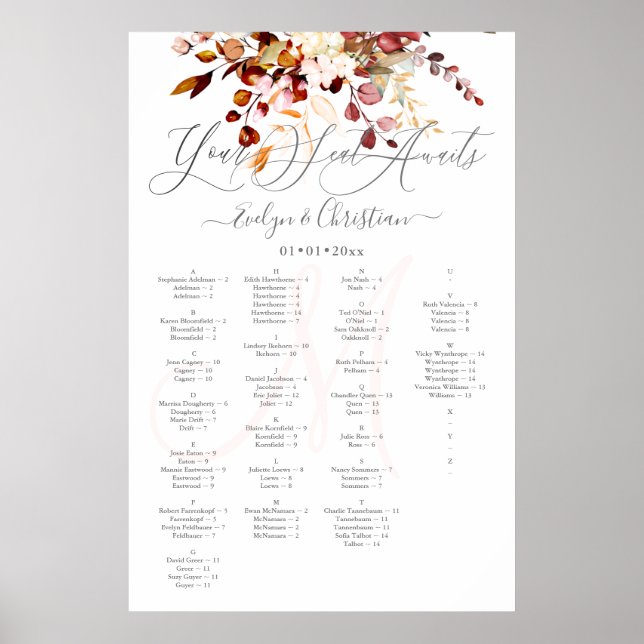 PixDezines Elegant Fall Foliage Eukalyptus Poster (Vorne)