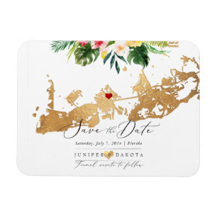PixDezines Elegant Gold Key West Map, DIY heart Magnet