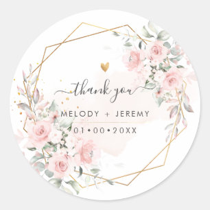 PixDezines Elegant H2 Dusty Rose Vielen Dank Runder Aufkleber