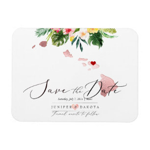 PixDezines Elegant Hawaiian Map Save the Date Magnet